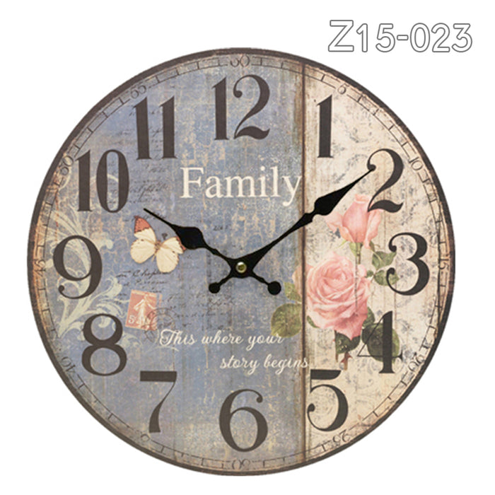 34cm Rustic Vintage Wall Clock Coloured Stylish Design Art Sculpture MDF Boards