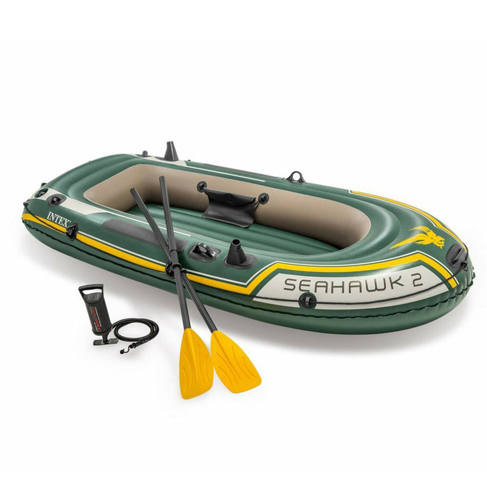 INTEX 236cm Seahawk 2 Person Inflatable Floating Sports Boat 2 Oars Pump