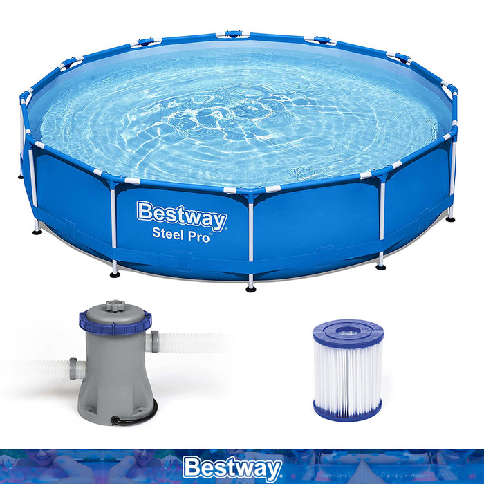 Bestway 12FT Swimming Pool 3.66M Above Ground Filter Pump Power Steel Frame