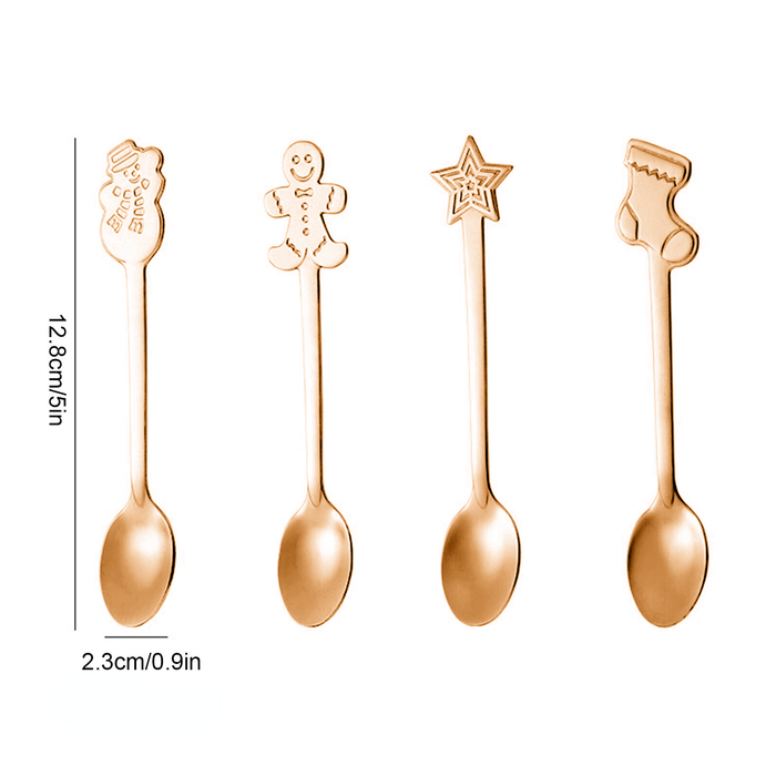 Stainless Steel Cutlery Tea Spoon Set For Icecream Dessert Christmas Gift Pack 4PCS SET