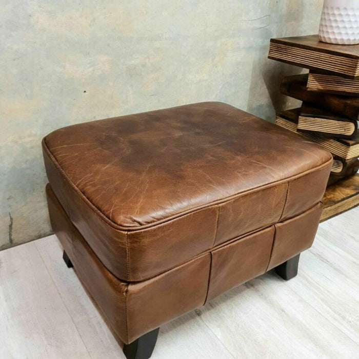 Manor Ottoman Premium Aged Leather