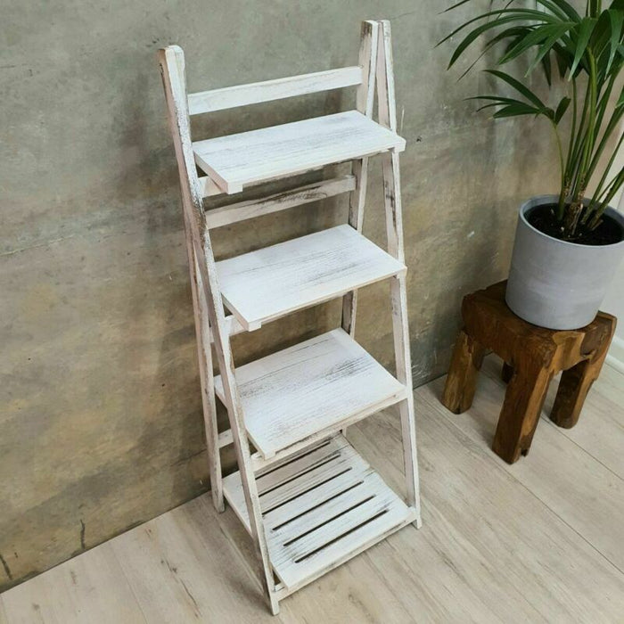 [Mango Trees] "Atkins" Paulownia Wood Plant Stand White 113 cm Tall