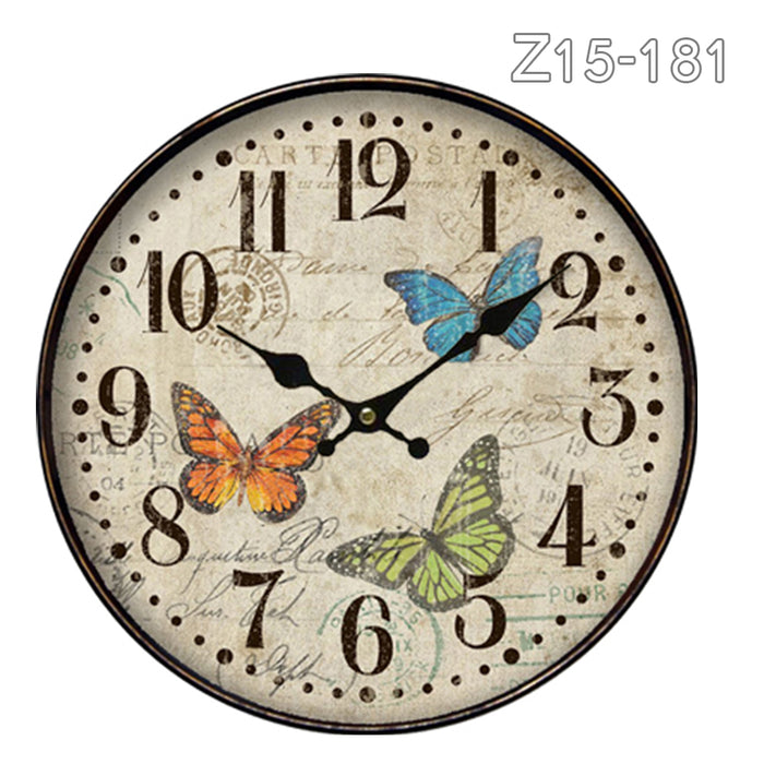 34cm Rustic Vintage Wall Clock Coloured Stylish Design Art Sculpture MDF Boards