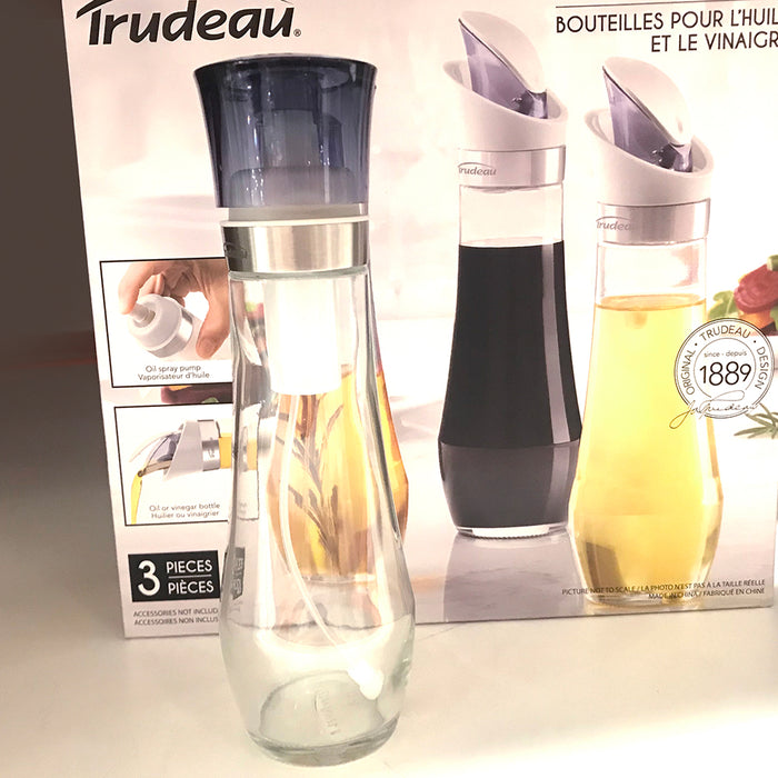 Trudeau 1 Oil Spray Bottle + 2 Oil Or Vinegar Bottle 295ml 10oz Glass 3 Pcs Set