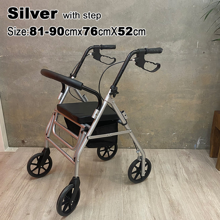 Foldable Rollator Walking Frame Outdoor Indoor Mobility Walker Aids Heavy Duty Days Rollator 200kg 8" Wheel