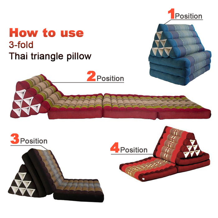 Jumbo Thai 3 FOLDS Triangle Pillow Mattress Cushion outdoor DayBed 9 Different Patterns