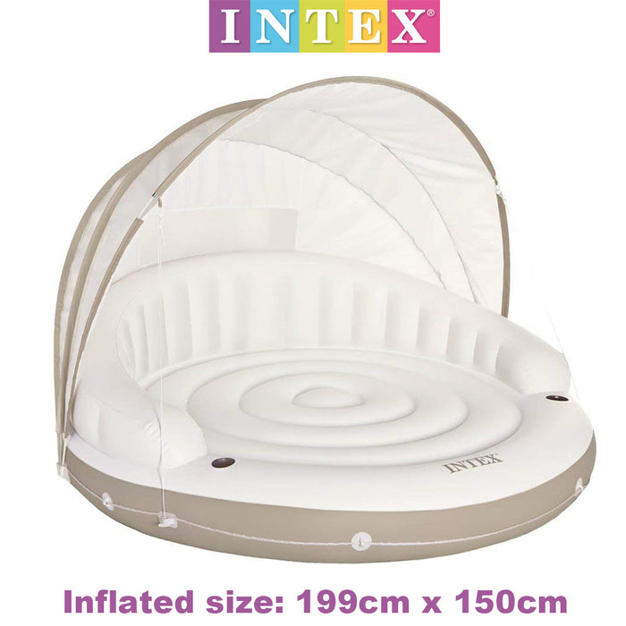 INTEX Shaded Pool Inflatable Island Float Canopy Deluxe Lounge Large 1.99m×1.5m