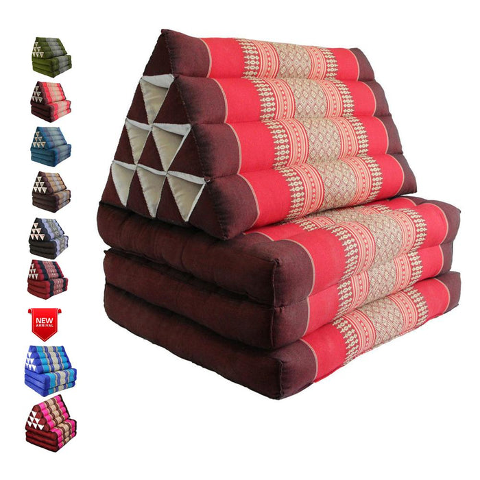 Red Large Thai Triangle Pillow 3 Fold Outdoor Mattress Cushion Day Bed 3Folds