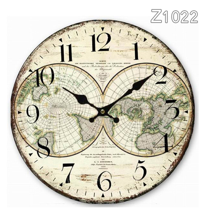 34cm Rustic Vintage Wall Clock Coloured Stylish Design Art Sculpture MDF Boards