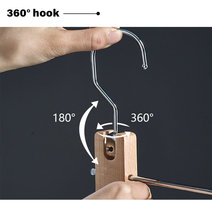 Copper 5in1 Wooden & Solid Metal Magic Hanger Non Slip Pant Tie Rack Save Space