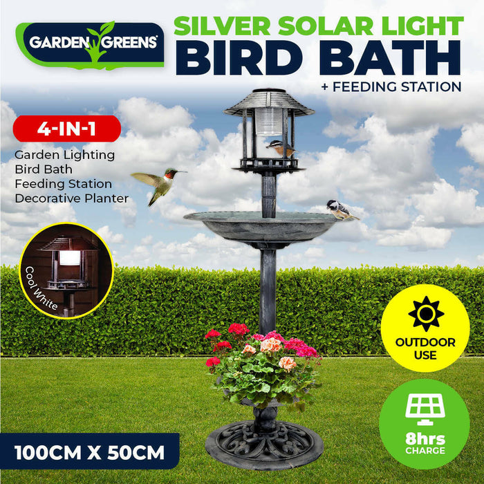 Garden Greens With Feeding Station And Lights 1M Bird Bath Solar Power