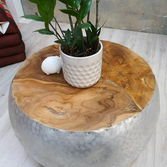 [MANGO TREES] "Saxon" Teak Wood Coffee Table 60 cm Diameter