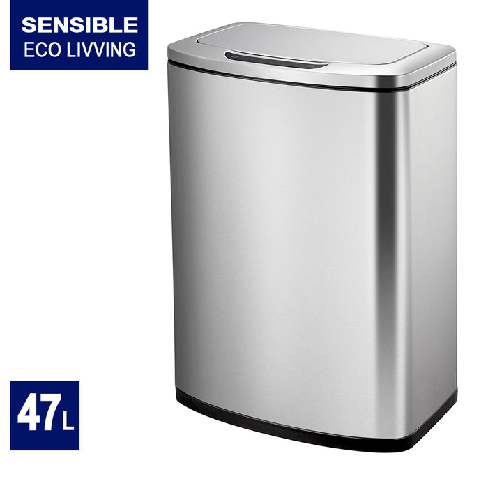 Sensible Eco Living Stainless Steel Motion Sensor Bin Rubbish Wastebasket 47L