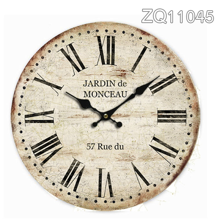 34cm Rustic Vintage Wall Clock Coloured Stylish Design Art Sculpture MDF Boards