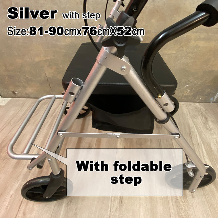 Foldable Rollator Walking Frame Outdoor Indoor Mobility Walker Aids Heavy Duty Days Rollator 200kg 8" Wheel