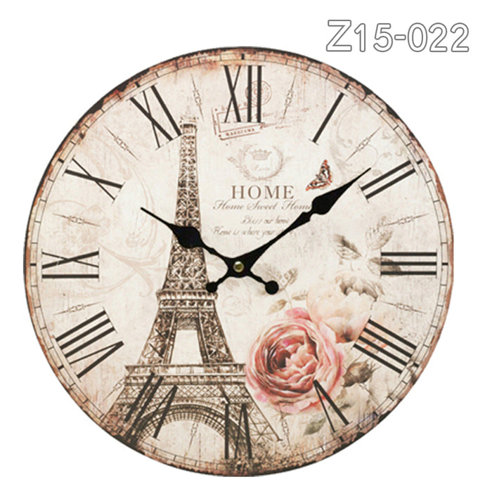 34cm Rustic Vintage Wall Clock Coloured Stylish Design Art Sculpture MDF Boards