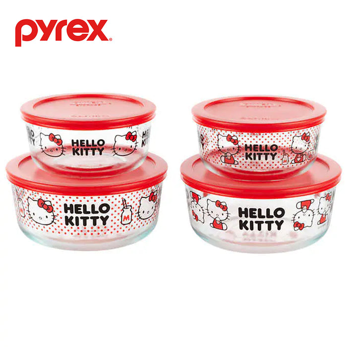 Pyrex 8pcs Glass Food Storage lock Containers with lid Hello Kitty / Star Wars / Mickey Mouse