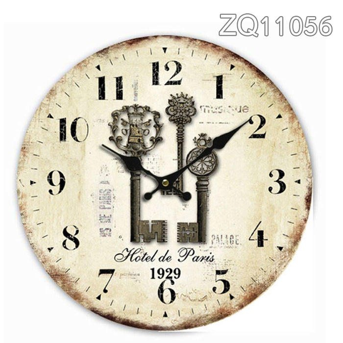 34cm Rustic Vintage Wall Clock Coloured Stylish Design Art Sculpture MDF Boards