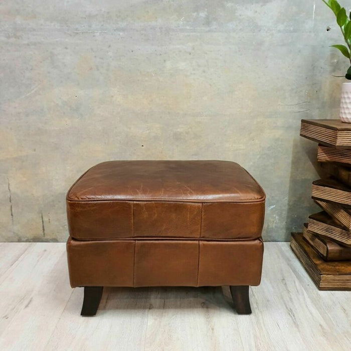 Manor Ottoman Premium Aged Leather