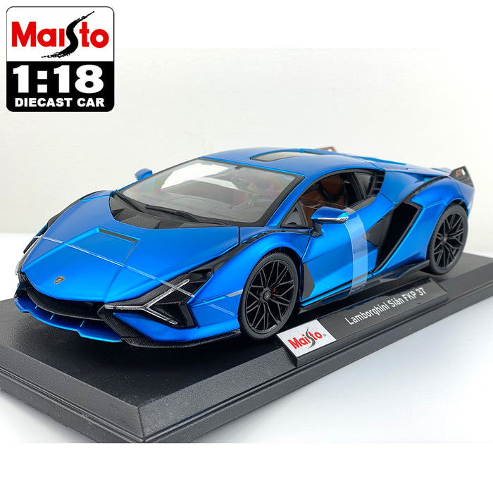 Maisto 1:18 Lamborghini Sian FKP37 Diecast Car Model Special Edition Blue & Red