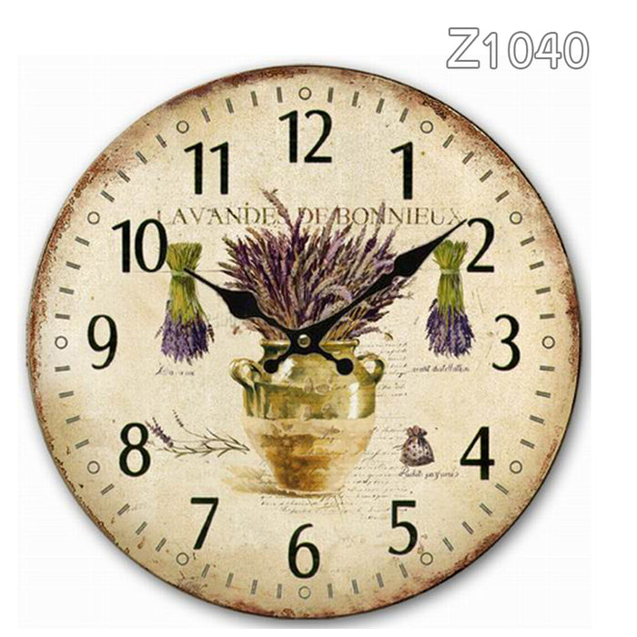 34cm Rustic Vintage Wall Clock Coloured Stylish Design Art Sculpture MDF Boards