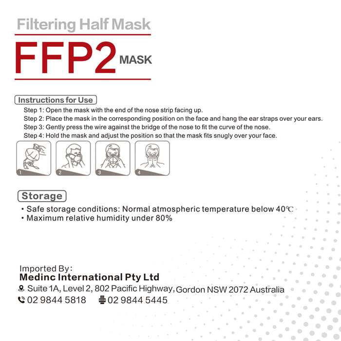 Medinc 25Pcs 4L KF94 face protection 4-Layer KF94 Face Masks 3D Comfortable 100PCS Filter Mouth Face Mask Cover Filtration Rate ≥95% protective Half AU