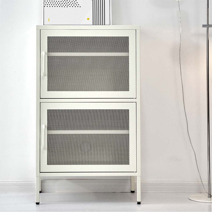 ArtissIn Buffet Sideboard Mesh Door Cabinet - DOUBLE White