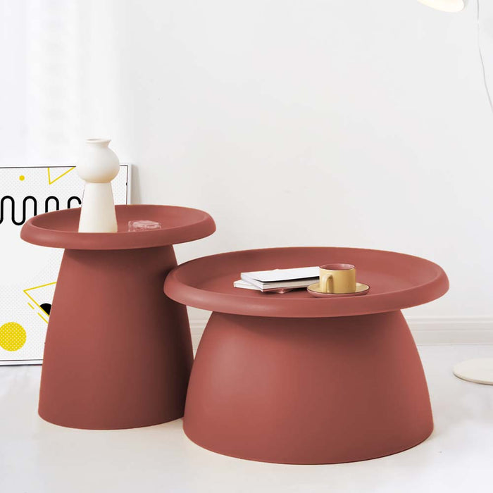 Coffee Table Nordic Round Mushroom Small Side Table 50CM Red