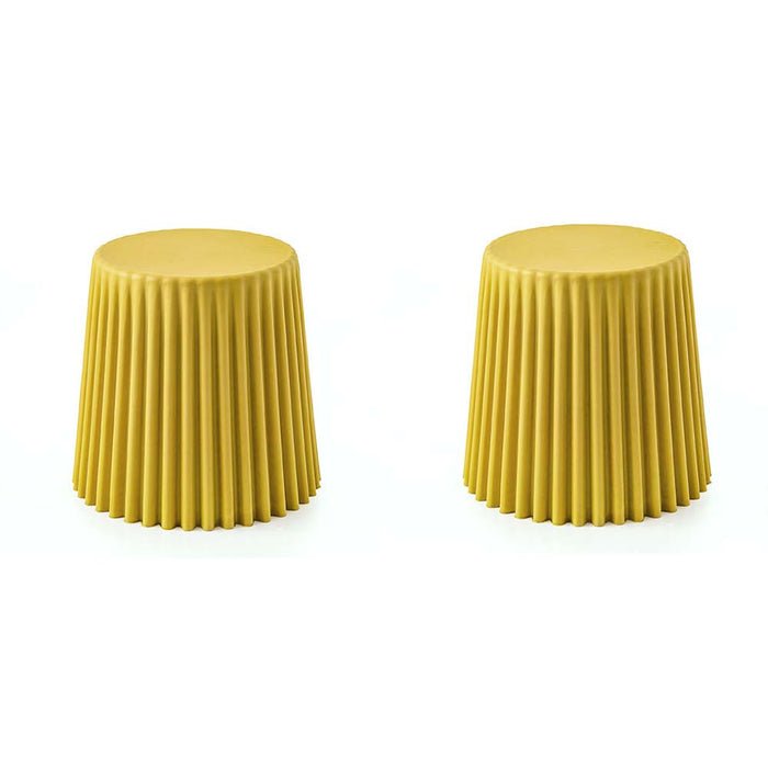 Set of 2 Cupcake Stool Plastic Stacking Stools Chair Outdoor Indoor  Commercial Yellow