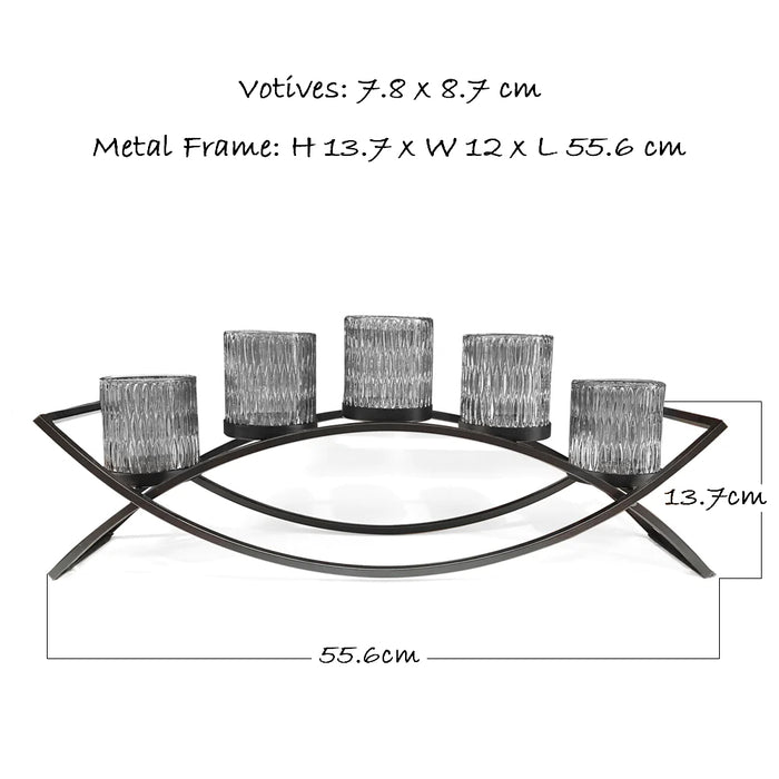 MIKASA Home Accents Double Arch 5 Glass Candle Holder Yellow Xmas Gift AU STOCK