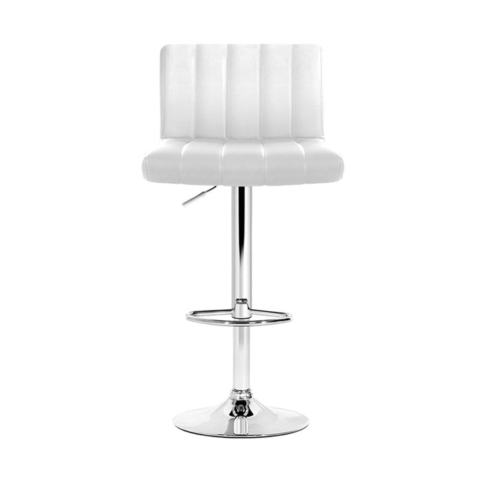 Artiss Set of 2 Line Style PU Leather Bar Stools - White