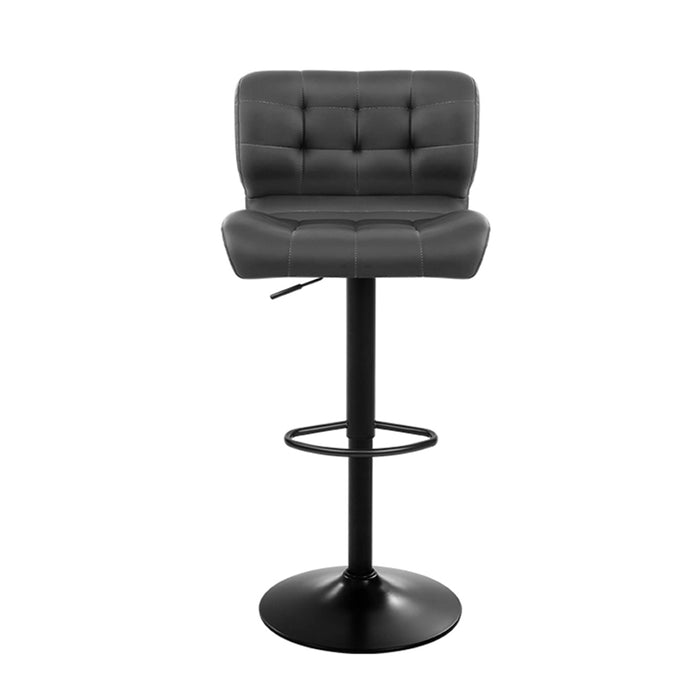 Artiss 2x Bar Stools Gas Lift Leather Padded Grey