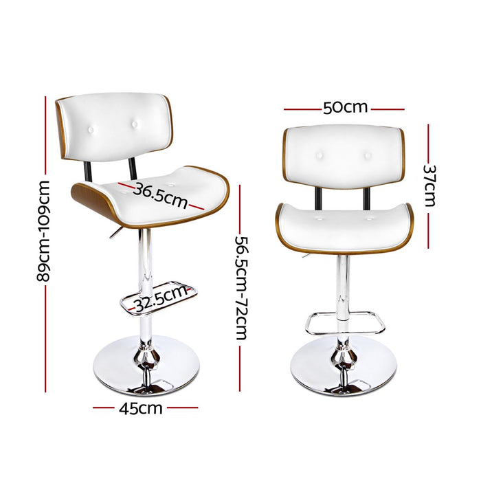 Artiss Bar Stools Gas Lift Leather White