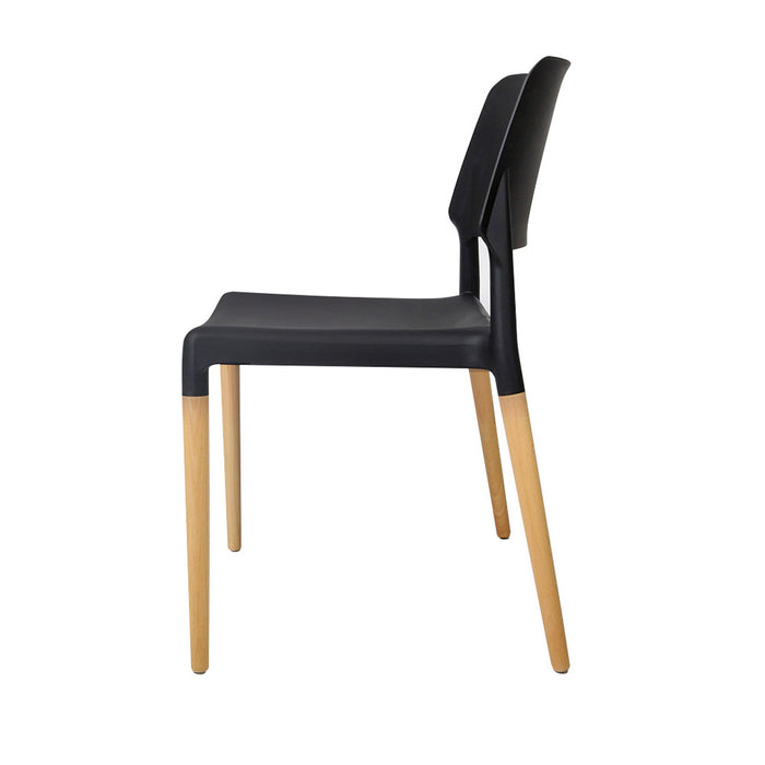 Artiss Set of 4 Wooden Stackable Dining Chairs - Black