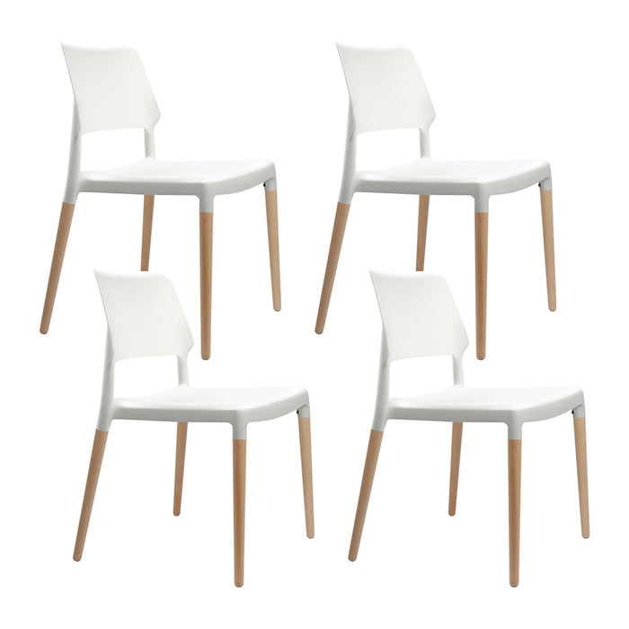 Artiss Dining Chairs Set of 4 Plastic Wooden Stackable White