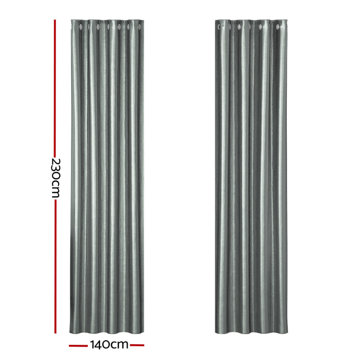 Artiss 2X Blockout Curtains Eyelet 140x230cm Grey Shine