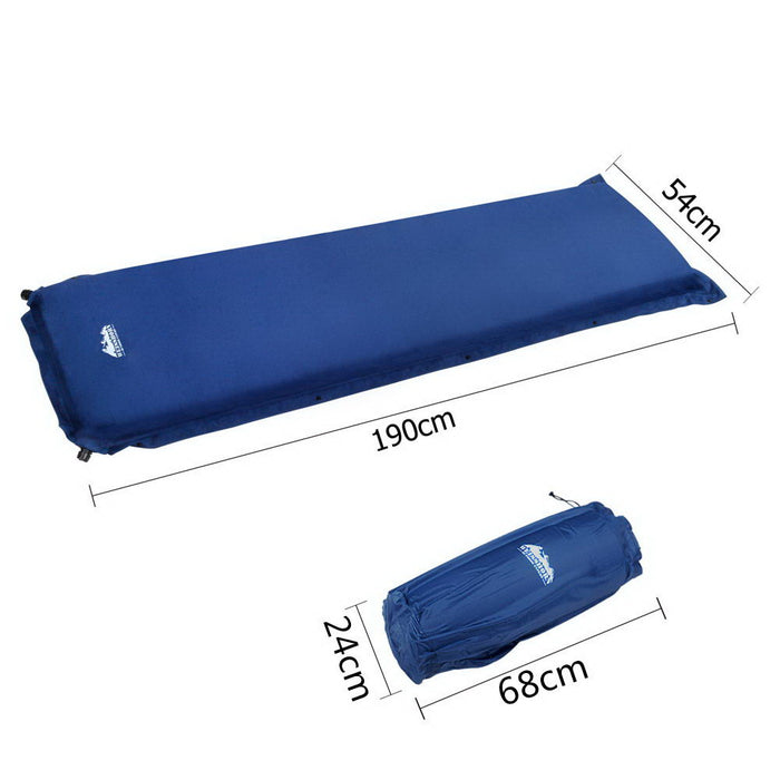 Self Inflating Matress Weisshorn Air Bed Camping Hiking Mat Single Size- Blue