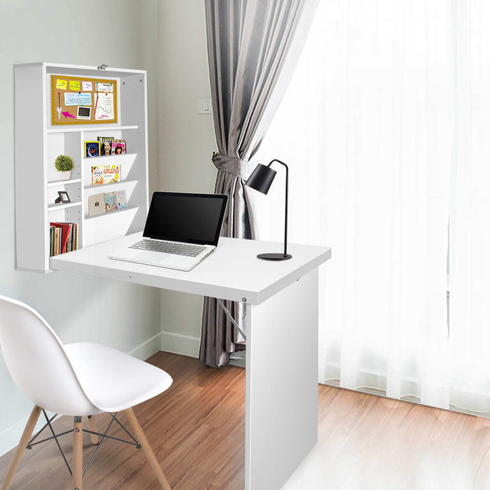 Artiss Computer Desk Bookshelf Wall Mount White