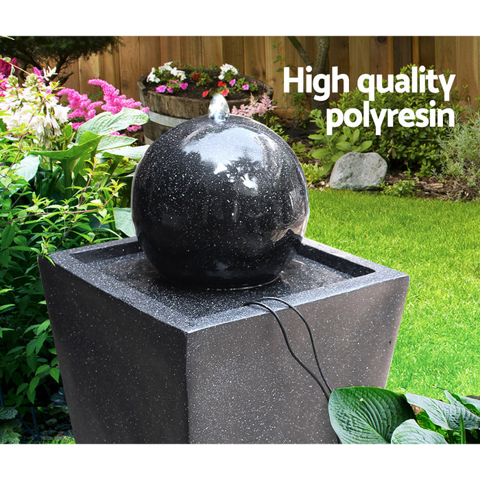 Gardeon Solar Powered Water Fountain Fountain Ball With Solar Panel- Black