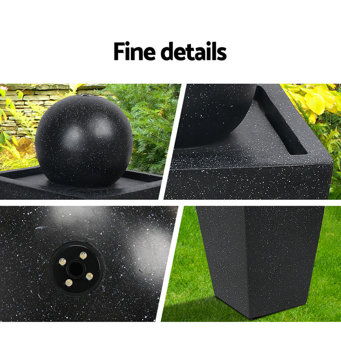 Gardeon Solar Powered Water Fountain Fountain Ball With Solar Panel- Black