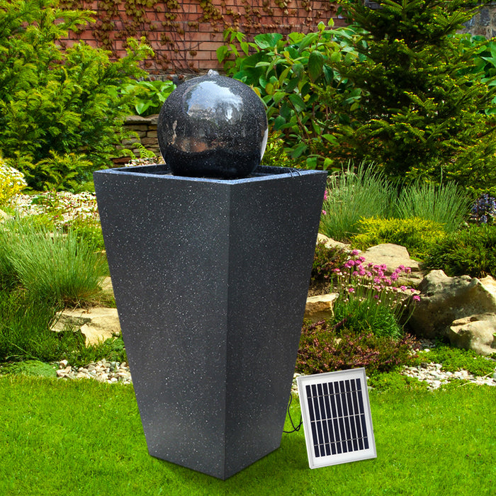 Gardeon Solar Powered Water Fountain Fountain Ball With Solar Panel- Black