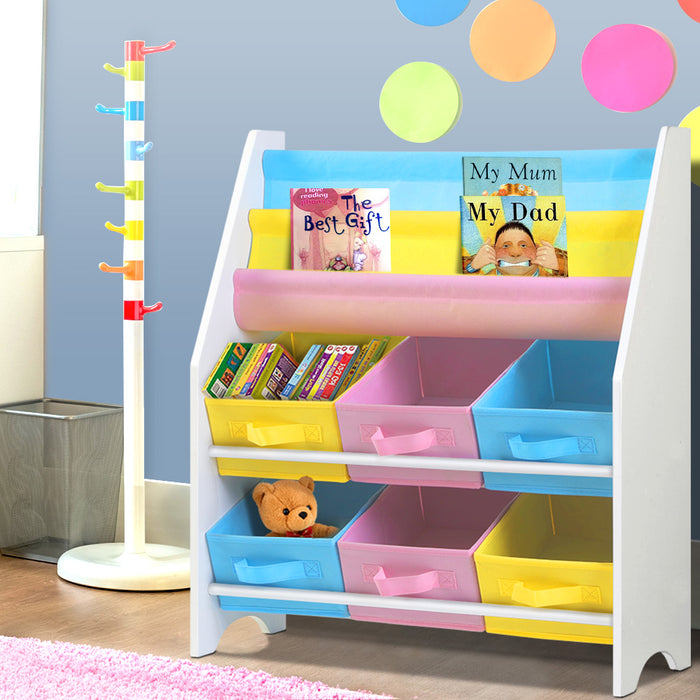 Kids Bookcase Children Bookshelf Toy Storage Organizer 2 Tiers Shelves