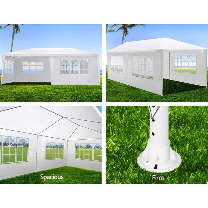 Instahut Gazebo 3x6m Outdoor Marquee Side Wall Party Wedding Tent Camping White 4 Panel