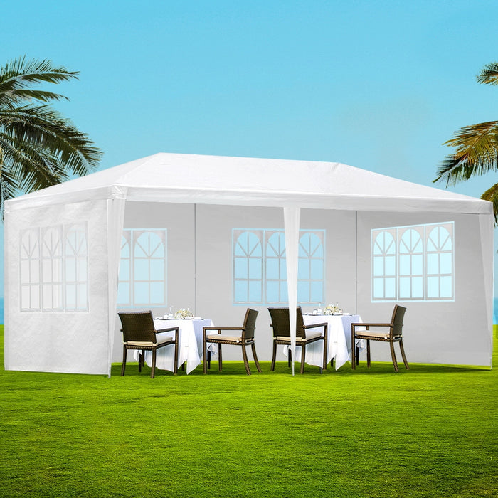 Instahut Gazebo 3x6m Outdoor Marquee Side Wall Party Wedding Tent Camping White 4 Panel