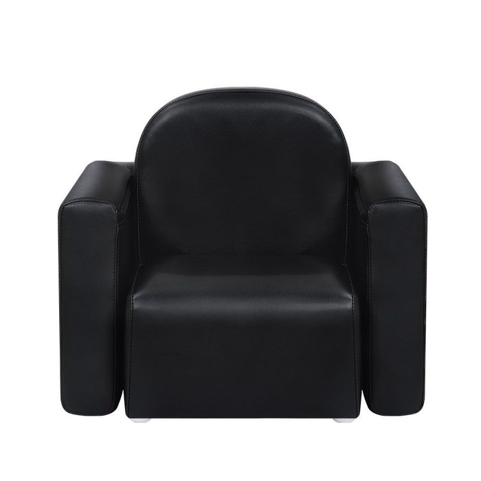 Kids Sofa Armchair Black PU Leather Convertible Chair Table Couch Children