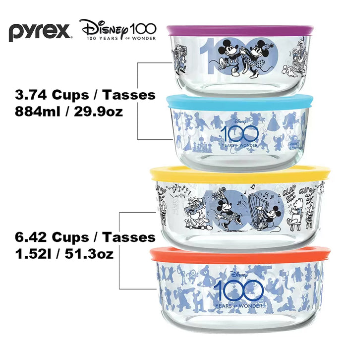 Pyrex 8pcs Glass Food Storage lock Containers with lid Hello Kitty / Star Wars / Mickey Mouse