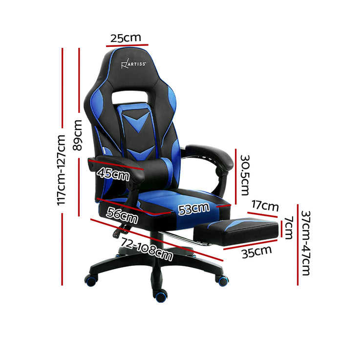 Artiss Office Chair Computer Desk Gaming Chair Study Home Work Recliner Black Blue