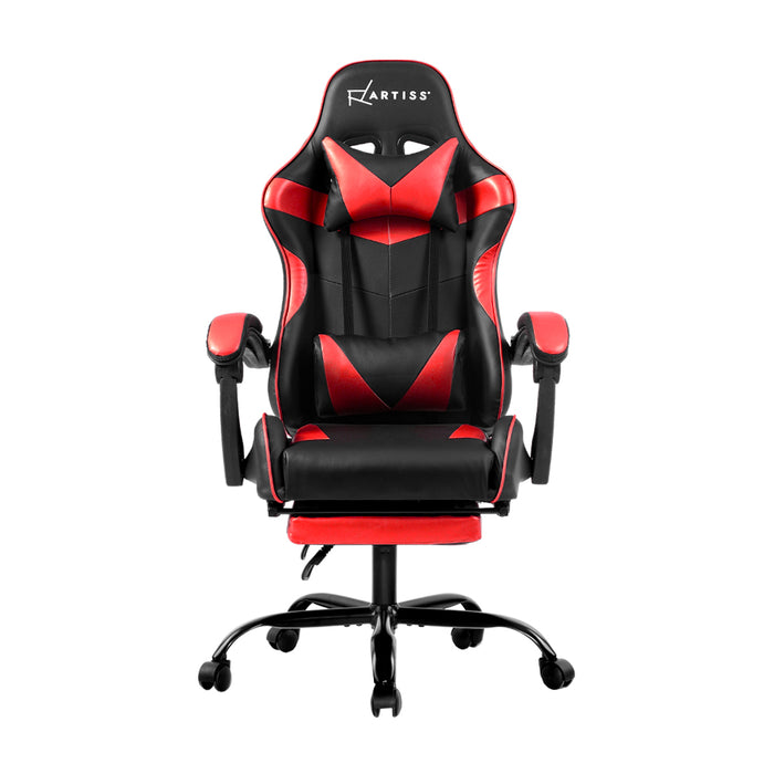 Artiss Gaming Office Chairs Computer Seating Racing Recliner Footrest Black Red