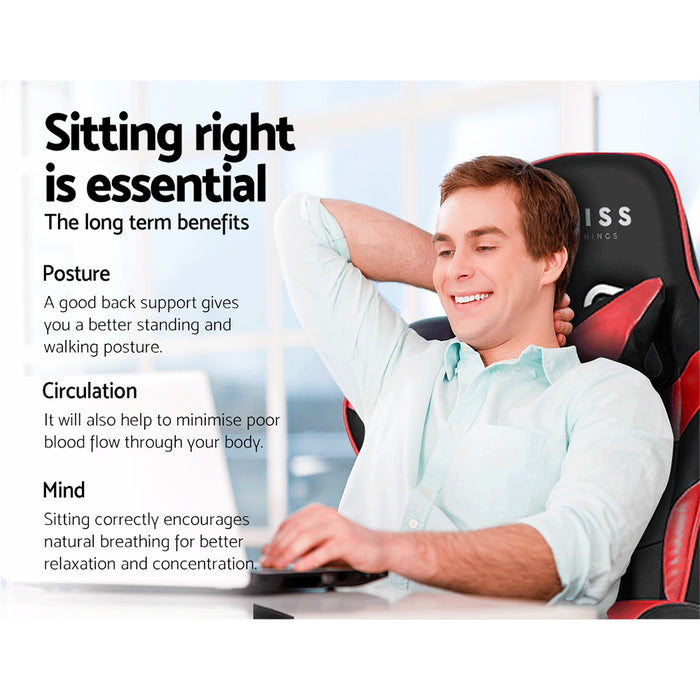 Artiss Gaming Office Chairs Computer Seating Racing Recliner Footrest Black Red