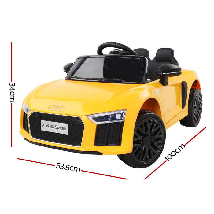 Rigo Kids Ride On Audi R8 12 V Manual And Remote Control Toys- Yellow